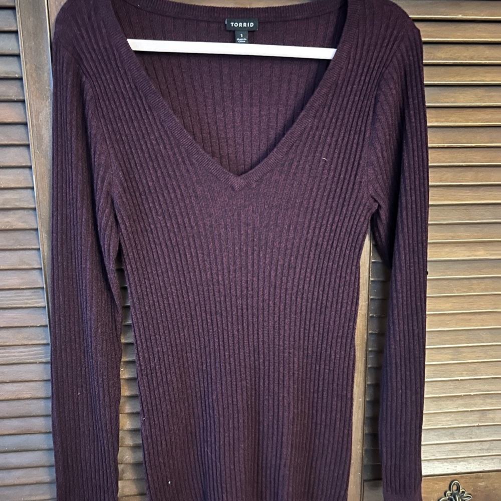 Torrid Purple Ribbed Lightweight Sweater Size 1
